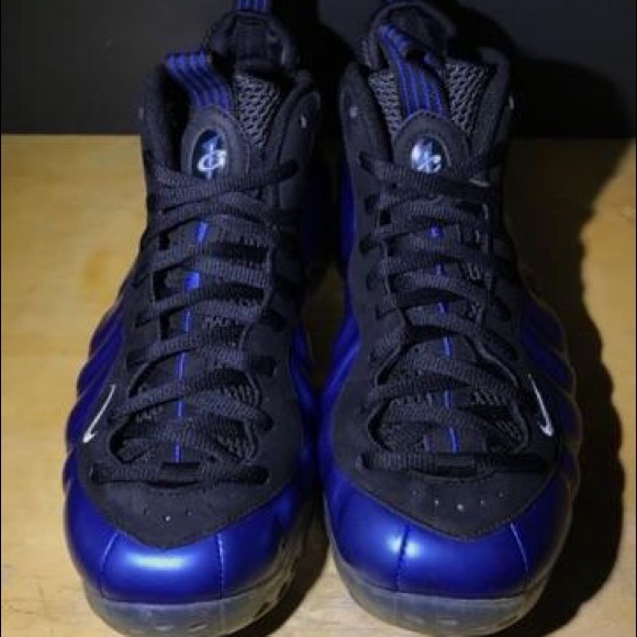 navy blue and white foamposites